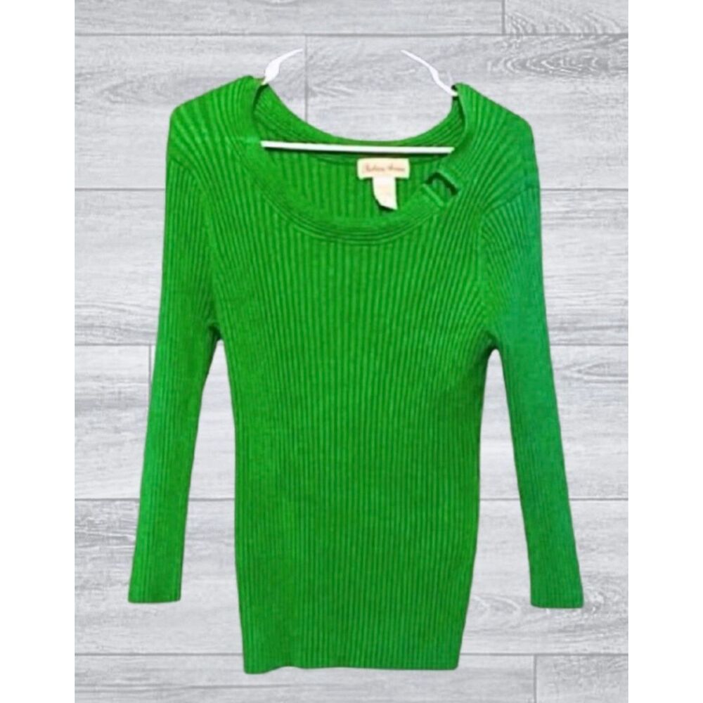 Fashion Avenue Long Sleeve Knit Green Top XLarge